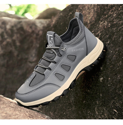 Men Soft Hiking Shoes Summer Breathable Mesh Sneakers Light Black Hike Footwear Walking Shoes Outdoor Shoes Climbing Shoe Male