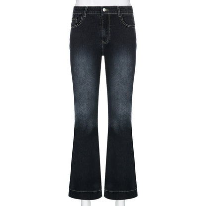 Vintage Y2K Flared Jeans Retro Button-up Low Rise Casual Denim Hose Harajuku 2000er Jahre Hose Basic Aesthetic Mom