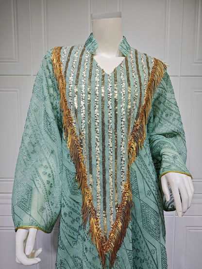 Marokko Party kleid für Frauen muslimische Abaya Mesh Pailletten Jalabiya Dubai Abayas Kaftan Abaya Islam Vestidos arabische lange Robe Herbst