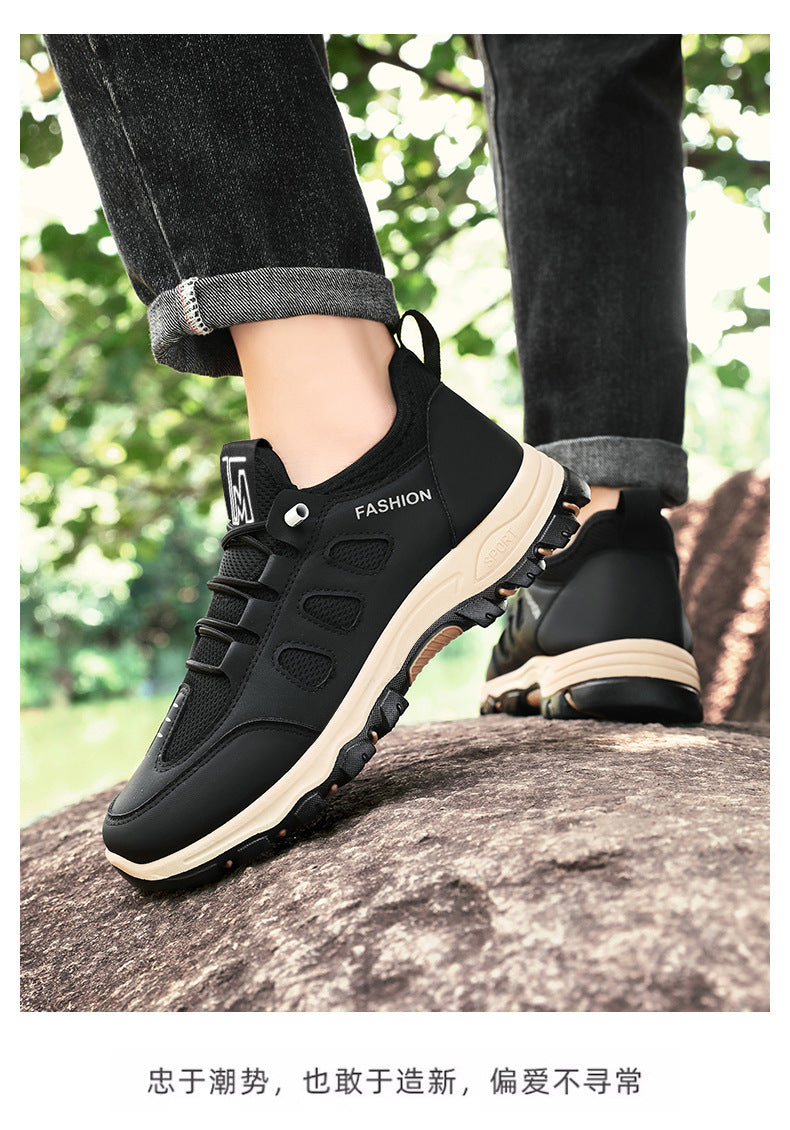 Men Soft Hiking Shoes Summer Breathable Mesh Sneakers Light Black Hike Footwear Walking Shoes Outdoor Shoes Climbing Shoe Male.
