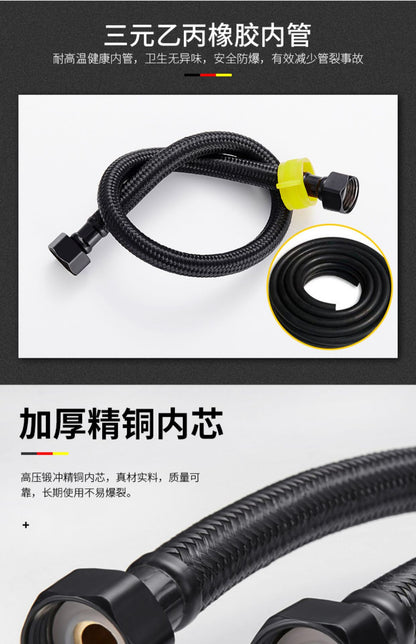30/40/60/80cm Nylon Braided Water Inlet Hose Black Faucet Heater Pipe Toilet Connection Cold Hot Mixer Inlet Pipe Kitchen