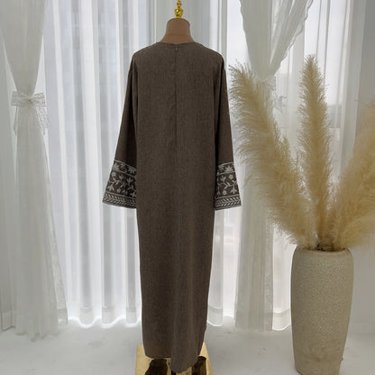 Floral Stickerei Muslimischen Abaya für Frauen Eid Kleid Marokko Ramadan Spitze-up Abayas Kaftan Islam Vestidos Dubai Arabischen Lange robe