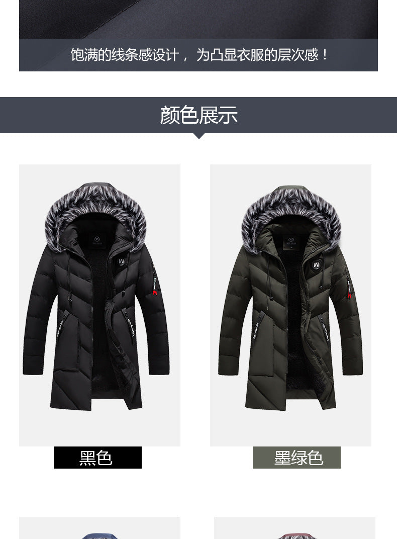 Male Solid Cotton Outwear Coats Men's Thick Fleece Winter Jacket Fashion Fur Hooded Warm Cooton Parka Windbreaker Plus Size 6XL.