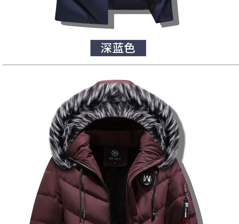 Male Solid Cotton Outwear Coats Men's Thick Fleece Winter Jacket Fashion Fur Hooded Warm Cooton Parka Windbreaker Plus Size 6XL.