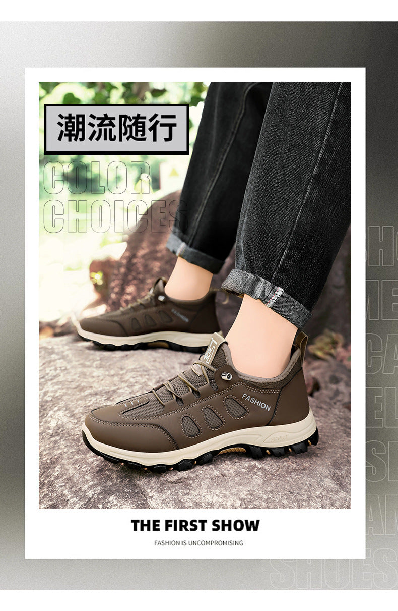 Men Soft Hiking Shoes Summer Breathable Mesh Sneakers Light Black Hike Footwear Walking Shoes Outdoor Shoes Climbing Shoe Male