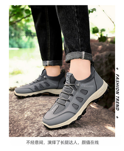 Men Soft Hiking Shoes Summer Breathable Mesh Sneakers Light Black Hike Footwear Walking Shoes Outdoor Shoes Climbing Shoe Male