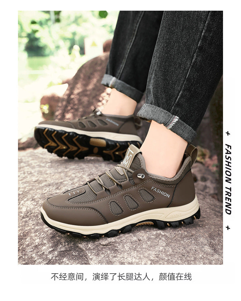 Men Soft Hiking Shoes Summer Breathable Mesh Sneakers Light Black Hike Footwear Walking Shoes Outdoor Shoes Climbing Shoe Male