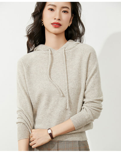 Women's Autumn and Winter New Casual Hoodies Sport Loose Hooded Knitted Hoodie Pullover Sweater.