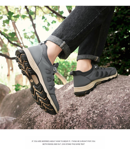 Men Soft Hiking Shoes Summer Breathable Mesh Sneakers Light Black Hike Footwear Walking Shoes Outdoor Shoes Climbing Shoe Male