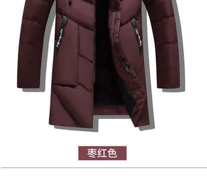 Male Solid Cotton Outwear Coats Men's Thick Fleece Winter Jacket Fashion Fur Hooded Warm Cooton Parka Windbreaker Plus Size 6XL.