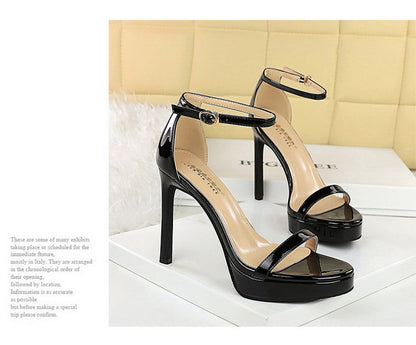 Luxury Women 11 cm Heels Sandals Women pumps Peep Toe High Heels Patent leather Stiletto Lady Sandals Summer Shoes Platform Heel