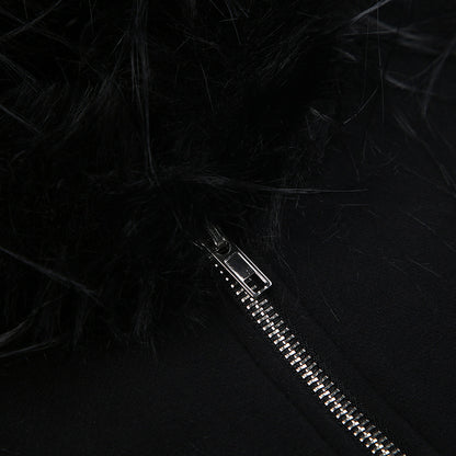 AltGoth Dark Academia Gothic Sweatshirt Women Streetwear Harajuku Vintage Y2k E-girl Cyber Punk Fur Collar Loose Cardigan Tops.