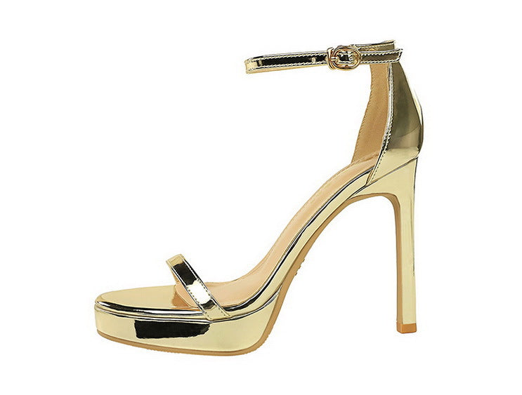 Luxury Women 11 cm Heels Sandals Women pumps Peep Toe High Heels Patent leather Stiletto Lady Sandals Summer Shoes Platform Heel