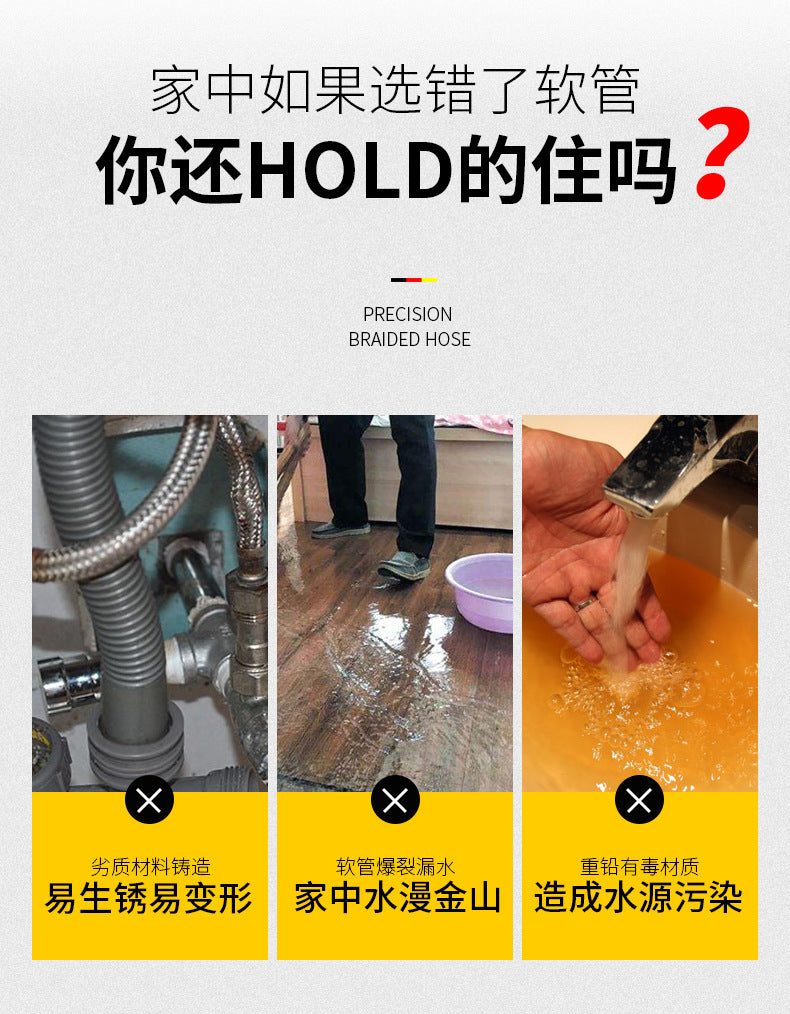 30/40/60/80cm Nylon Braided Water Inlet Hose Black Faucet Heater Pipe Toilet Connection Cold Hot Mixer Inlet Pipe Kitchen