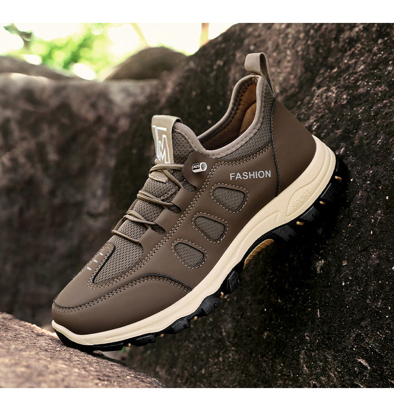 Men Soft Hiking Shoes Summer Breathable Mesh Sneakers Light Black Hike Footwear Walking Shoes Outdoor Shoes Climbing Shoe Male