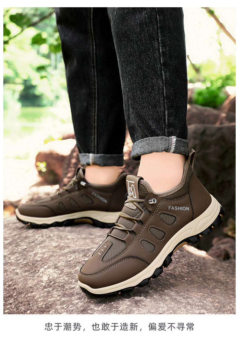 Men Soft Hiking Shoes Summer Breathable Mesh Sneakers Light Black Hike Footwear Walking Shoes Outdoor Shoes Climbing Shoe Male