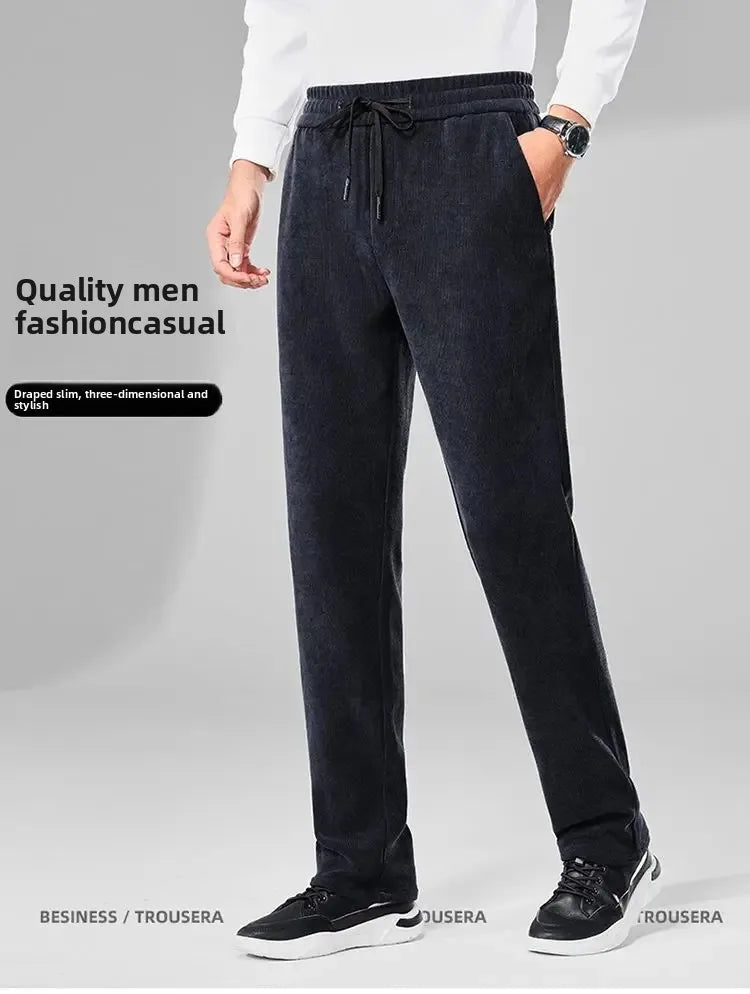 Herren-Freizeithose, verdickt, gerades Bein, warm, Herbst-Winter-Oberbekleidung, modisch, vielseitig, lockere Passform, sportlicher Stil.