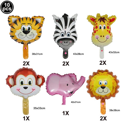 Dschungel Party Stehender Tierballon Mini Löwe Tiger Giraffe Zebra Leopard Ballon Kleiner Ballon Dschungel Safari Partydekorationen.
