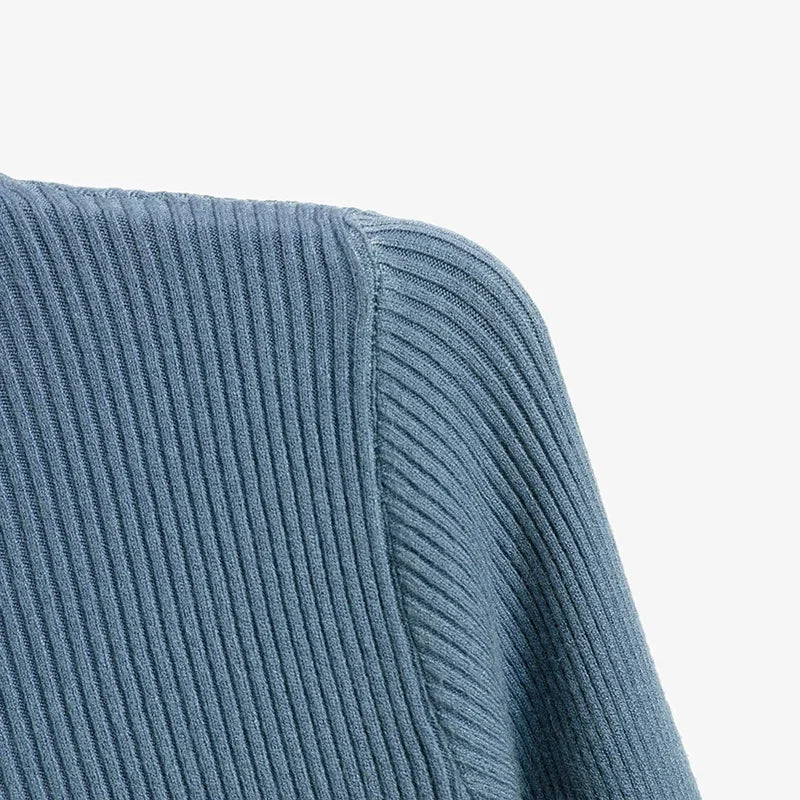 Frauen Fashion Solid Strick Pullover Vintage Langarm Zip-up Grundlegende Hälfte Rollkragenpullover Weibliche Pullover Chic Casual Tops.