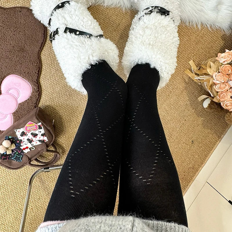 10D Thin Jacquard Knitted Pantyhose Women Tights Skinny Leggings 2025 Autumn Winter Basic Pantyhose Y2K Leggings