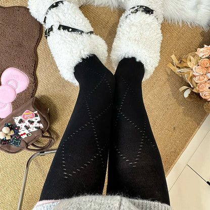 10D Thin Jacquard Knitted Pantyhose Women Tights Skinny Leggings 2025 Autumn Winter Basic Pantyhose Y2K Leggings