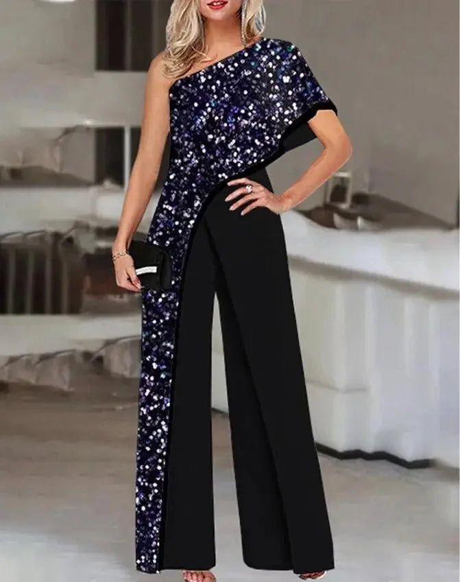 Fashionable Printed Pattern Wide Leg Pants Jumpsuit Independent Station Cross Border Spring Summer Women's Clothing