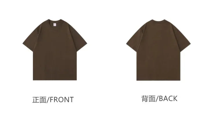 Summer Light Green Heavy Weight 300G Short Sleeved T-shirt Cotton  Men's Loose Casual Base Shirt Korean Tee Women's