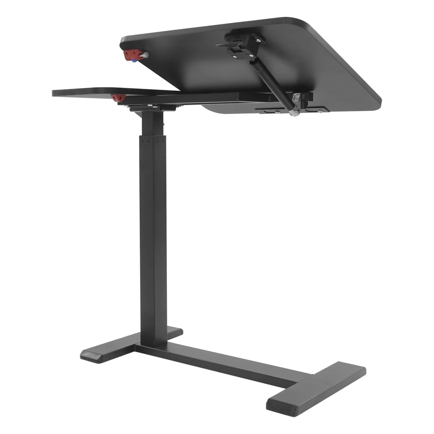 Mobiler Stehschreibtisch mit Tablettplatte, höhenverstellbar, 26–41 Zoll, drehbar, 40 kg belastbar, versteckte Räder für Home-Office-Laptops