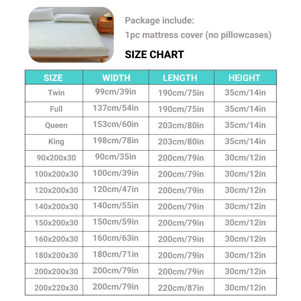 1pc Waterproof Bamboo Mattress Cover (Without Pillowcase), Cooling & Breathable Fitted Bed Sheet With 6-14inches Deep Pocket.