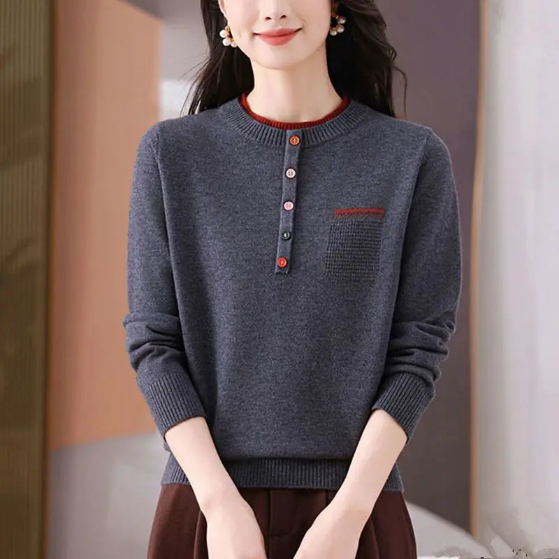 Frauen Kleidung Lose Mode Pullover Herbst/Winter Warme Elegante Gestrickte Langarm Pullover Dame Casual Oansatz Alle-spiel top.