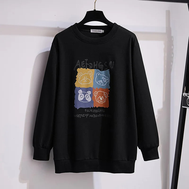 175Kg Plus Größe frauen Fehlschlag 170 Frühling Herbst Neue Lose Rundhals Cartoon Sweatshirt 6XL 7XL 8XL 9XL 10XL 11XL 6 Farben.