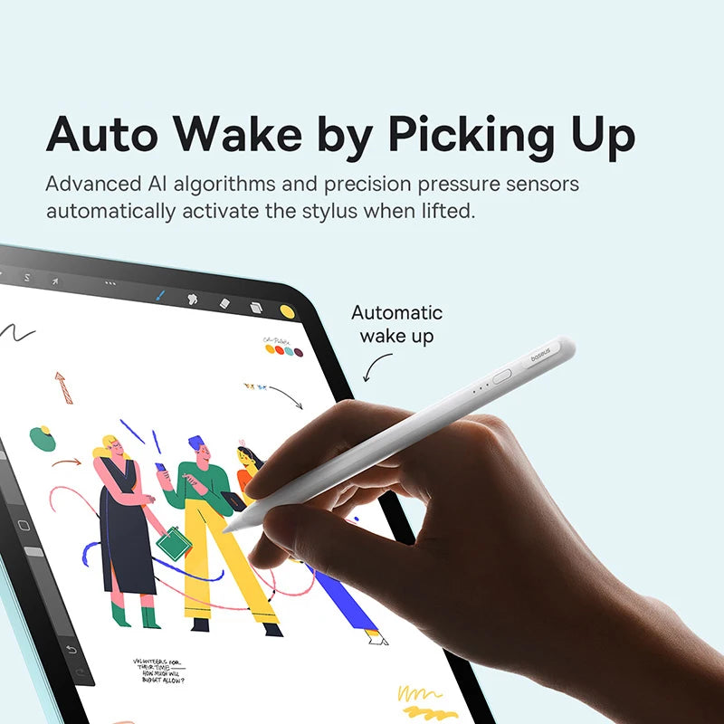 Baseus 3rd Gen Bluetooth Stylus for Apple Pencil Palm Rejection Compatible with iPad pro Mini Air 2024 2022-2018 for Apple Pen.