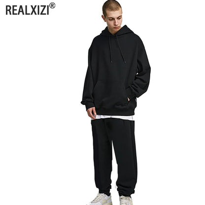 Men's Sweatpants Spring Autumn Fleece Pants Sport Long Pants Casual Drawstring Pockets Trousers Oversize Sweatpants For Men.