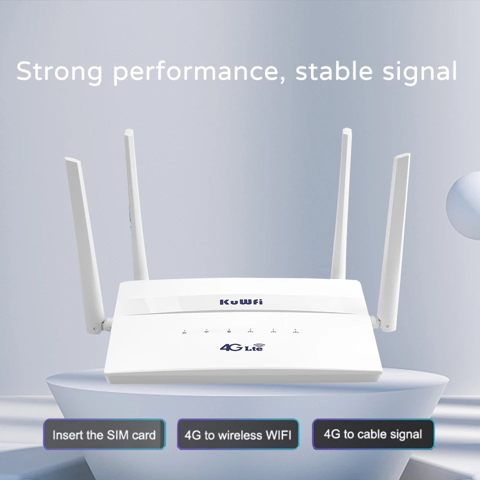 KuWFi 4G LTE Router 750Mbps Home Hotspot Support 32 Users Wifi Router LAN WAN Roteador 2.4G 5.8G Dual Band With SIM Card Slot.
