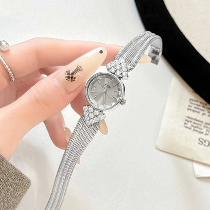 GEDI Watch Gold Silver Diamond Inlaid Steel Strip Women's Wristwatch Vintage Niche Light Luxury Temperament Quartz Watch Woman.