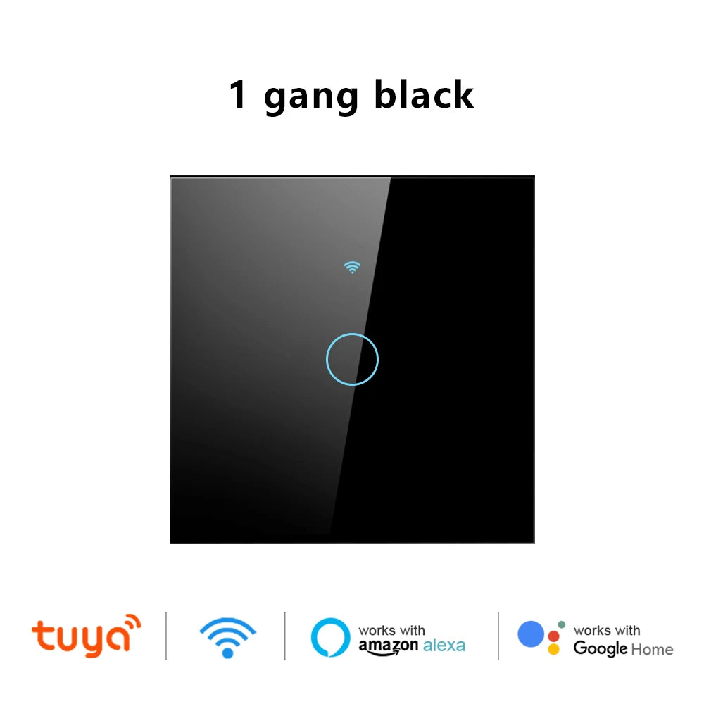 Tuya Wifi Smart Touch Licht EU Schalter Drahtlose Fernbedienung LED Licht Schalter Kein Neutralleiter Erforderlich 1-4 Gang Alexa Google Hause.