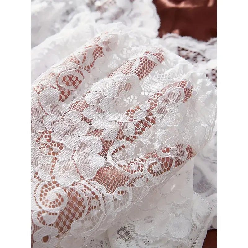 A Set Of Tulle Ultra Sexy Nightgown V-neck Bra Open Sleep Skirt Night Erotic Dress Woman Sheer Pajamas Lingerie Pants Luxury kit.