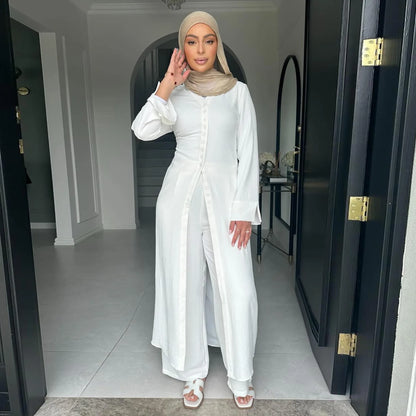 Muslim Abaya Two Piece Muslim Set for Woman Ramadan Dress Islamic.