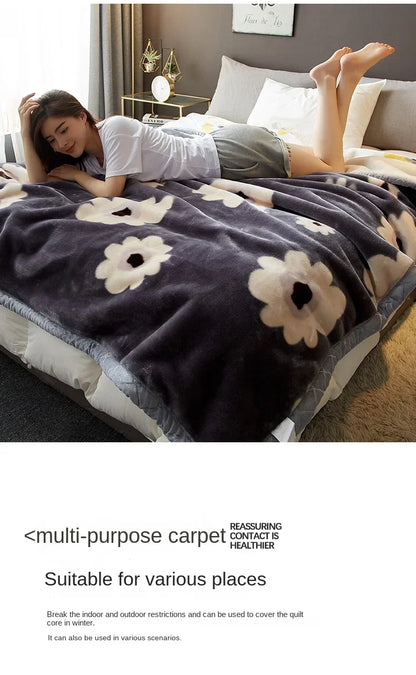 New Raschel plush thickened warm  - et 1PC 150/180/200cm nap air-conditioned room the aircraft  machine washable.