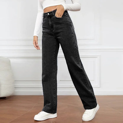 2000s Jeans Women High Waist Wide Leg Straight Y2K Jean Women's Loose Fit Denim Trousers Comfortable Plus Size Casual Pants.