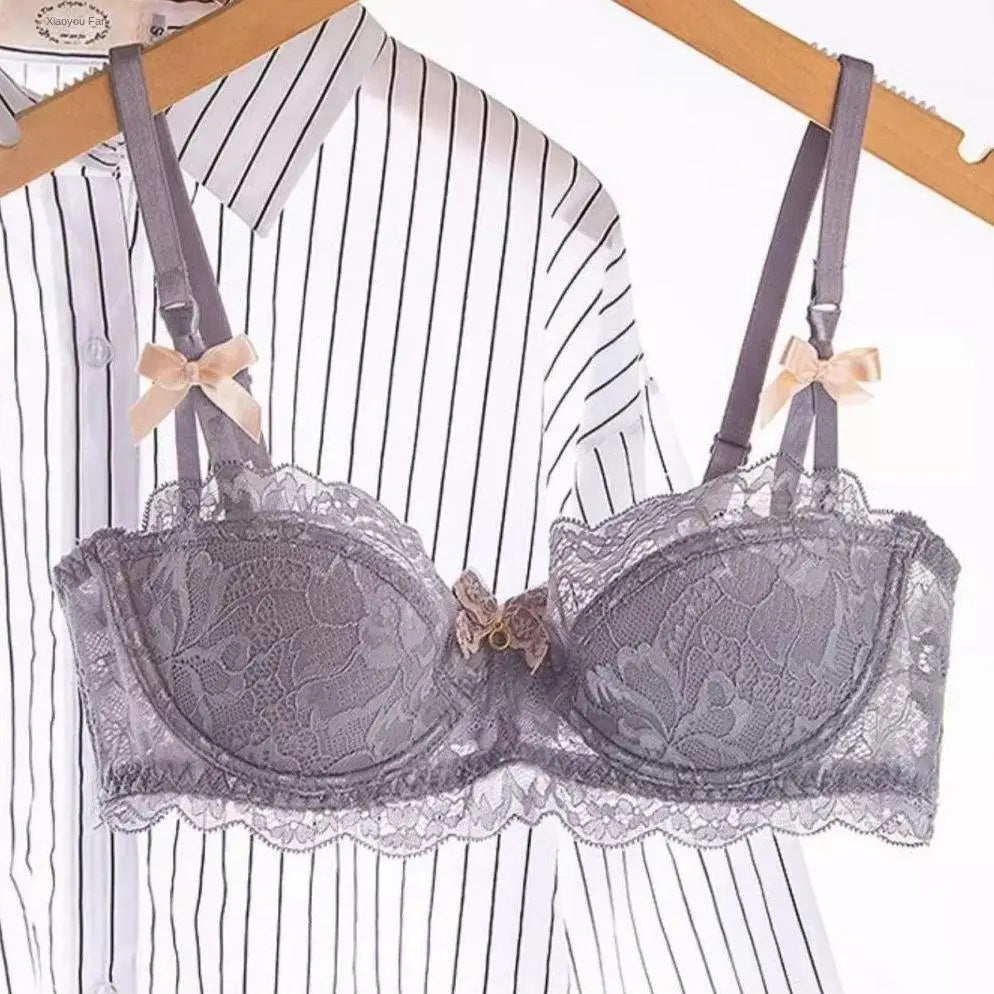 Sexy Thin Half-cup Lace Bra, Comfortable, Breathable, Anti-sagging, Push-up Small Bra for Women Lingerie.