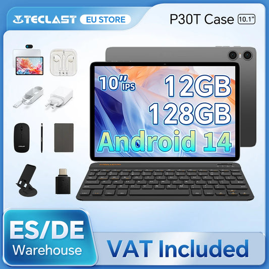 Teclast P30T Set 10" Tablet Android 14 Max 12Gb Ram 128Gb Rom T606 8-Core All-In-One Keyboard/Case/Mouse/Stylus/Headphone/Stand.