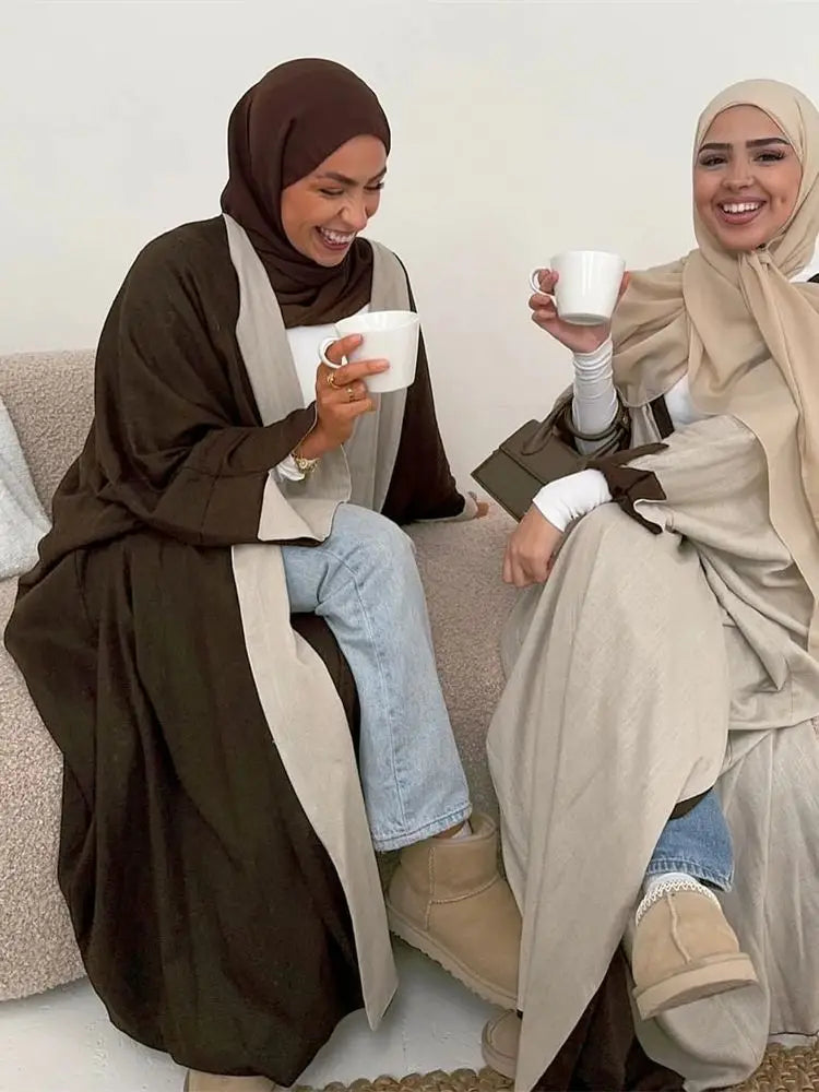 Open Modest Kimono Abaya Dubai Luxury Muslim Cardigan Coat Abayas for Women Islam Kebaya Caftan Marocain Robe Femme Musulmane.