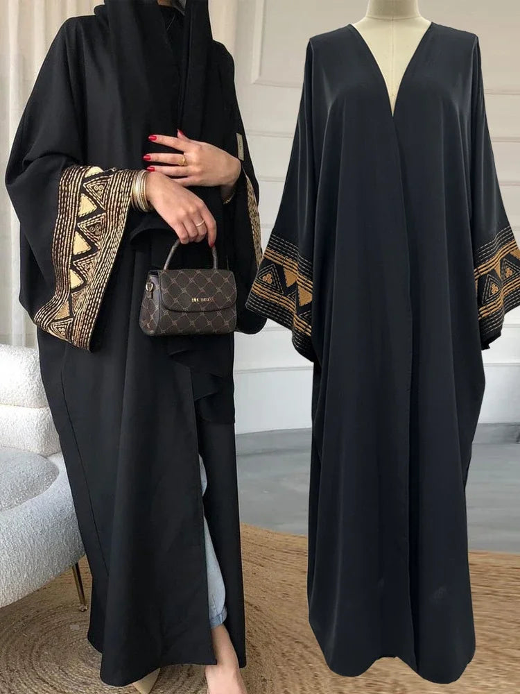 White Black Open Batwing Kimono Abaya Dubai  Islam Muslim Dress For Women Kebaya Kaftan Robe Musulmane Caftan Marocain Femme.