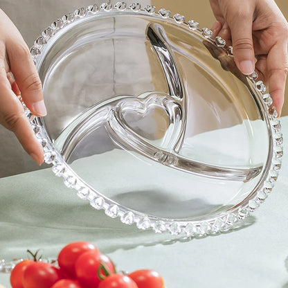 Divided Fruit Plate Glass Dried Fruit Candy Plate Household Side Dish Plate Breakfast Plate Fat-reduced Meal Plate Tableware.