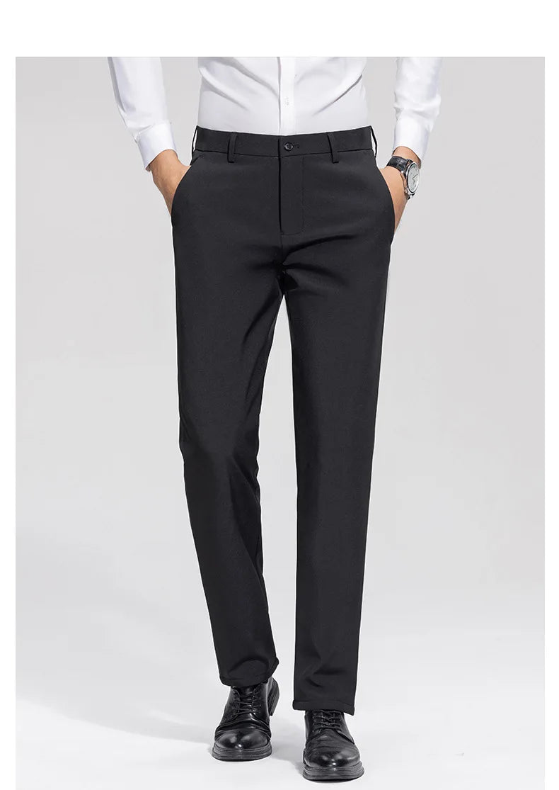 Men's Formal Down Pants 90% White Duck Down Winter Business Trousers Thickened Warm Straight Stretchable Office Pants Man PT-594.