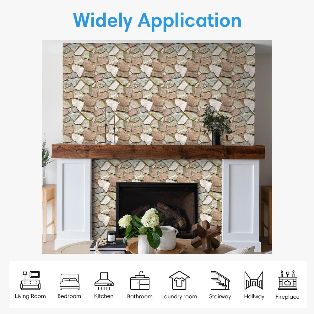 10/20 Pcs, 3D Faux Stone Peel and Stick Wall Panels, PVC Waterproof Wall Stickers ,Kitchen, Bathroom Wall Decoration, Backsplash