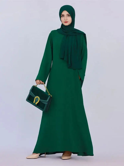 Ramadan Eid Solid Linen Dubai Abaya Turkey Islam Muslim Modest Dress Kaftan Prayer Clothes For Women Kebaya Robe Femme Musulmane