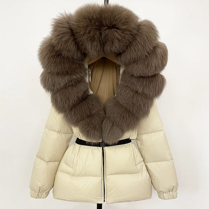 OFTBUY 2025 Winter Kleidung Puffer Jacke Frauen Echt Fox Pelz Mit Kapuze Dicke Warme 90% Weiße Ente Unten Mantel Weibliche Parkas wasserdicht