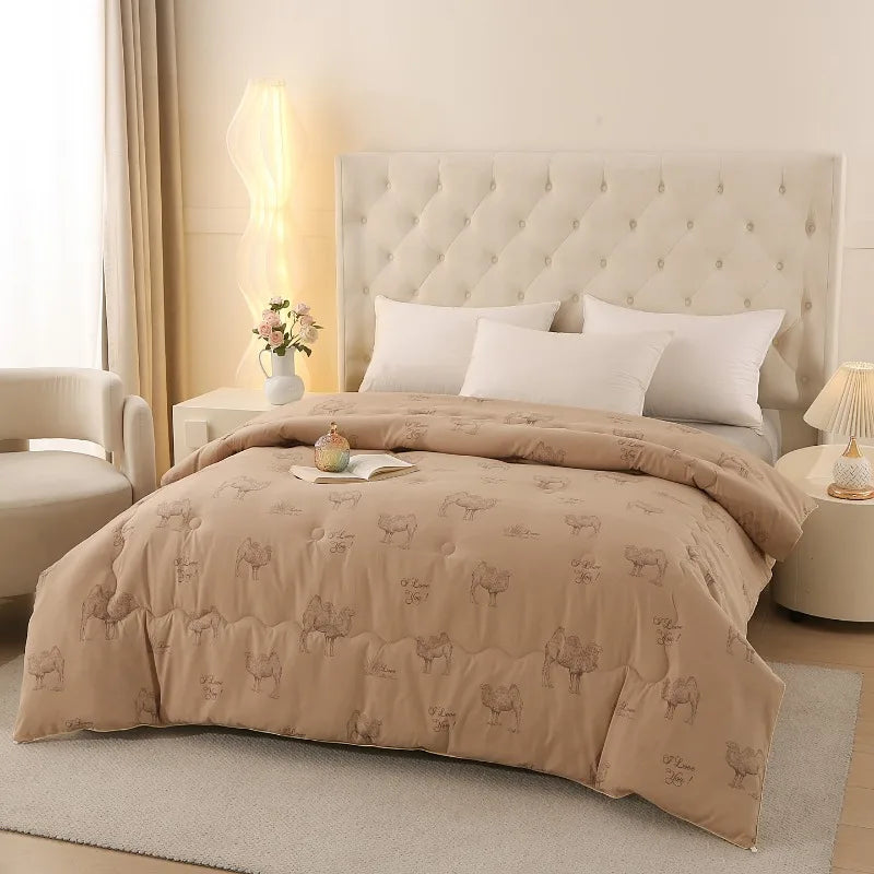 2025 new thickened polished camel hair quilt winter quilt student spring and autumn universal warm quilt in all seasons.